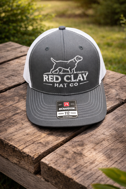 Red Clay Hat Co Dog Trucker Gray/White